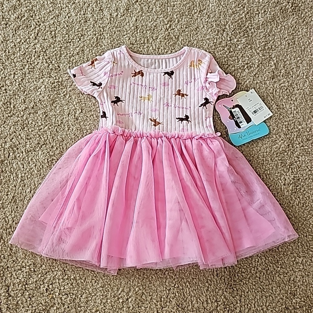 Pink Tull Afro Unicorn Dress baby girl 12M